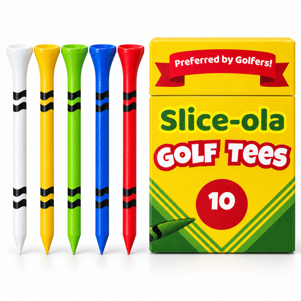 Slice-ola funny golf tees in parody packaging