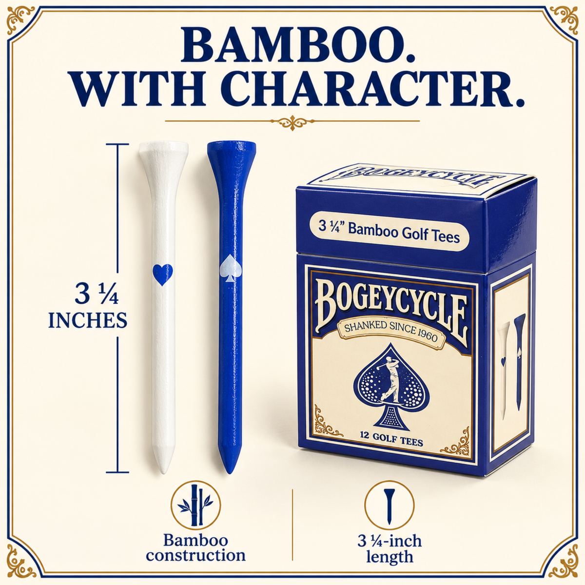 Bogeycycle Blue funny golf tees, 12 bamboo tees in a recyclable box, photo 3