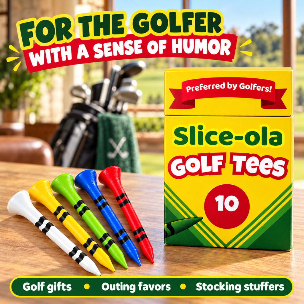 Slice-ola funny golf tees in parody packaging, photo 4